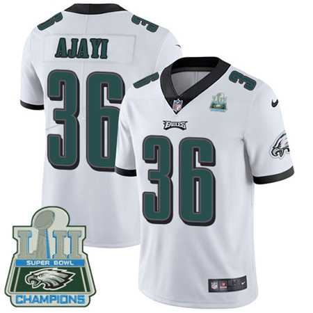 Men's Nike Eagles #36 Jay Ajayi White Super Bowl LII Champions Stitched Vapor Untouchable Limited Jersey